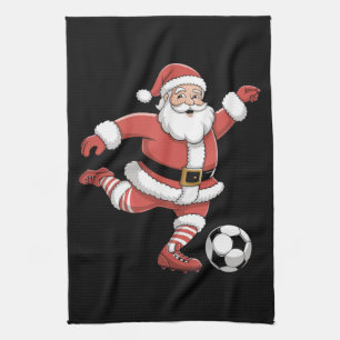Kerstman Speelt Voetbal Kerst Sport Theedoek
