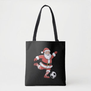 Kerstman Speelt Voetbal Kerst Sport Tote Bag
