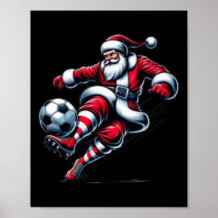 Kerstman Speelt Voetbal Kerst Sport Vrouwen Mannen Poster