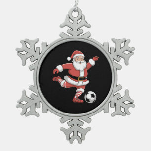 Kerstman Speelt Voetbal Kerst Sporten Tin Sneeuwvlok Ornament