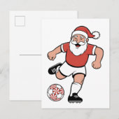 Kerstman speelt voetbal Kerstspeler Sport Aankondigingskaart (Voorkant / Achterkant)
