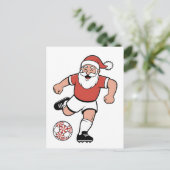 Kerstman speelt voetbal Kerstspeler Sport Aankondigingskaart (Staand voorkant)