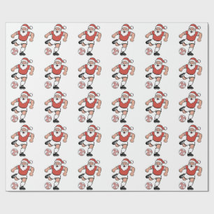 Kerstman speelt voetbal Kerstspeler Sport Cadeaupapier