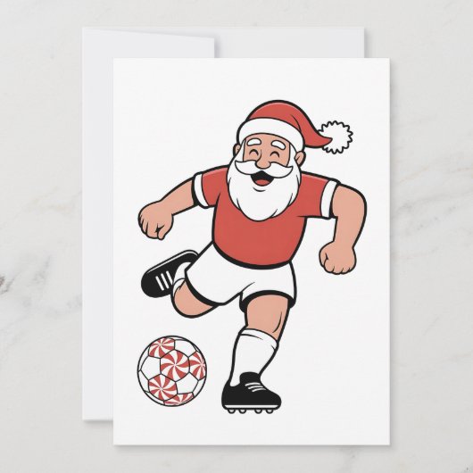 Kerstman speelt voetbal Kerstspeler Sport  Feestdagenkaart (Voorkant)