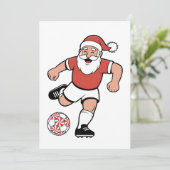 Kerstman speelt voetbal Kerstspeler Sport  Feestdagenkaart (Staand voorkant)