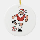 Kerstman speelt voetbal Kerstspeler Sport  Keramisch Ornament (Voorkant)
