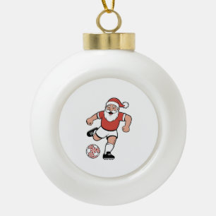 Kerstman speelt voetbal Kerstspeler Sport Keramische Bal Ornament