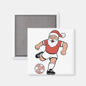 Kerstman speelt voetbal Kerstspeler Sport  Magneet (Voorkant / Achterkant)