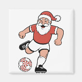 Kerstman speelt voetbal Kerstspeler Sport  Magneet (Voorkant)
