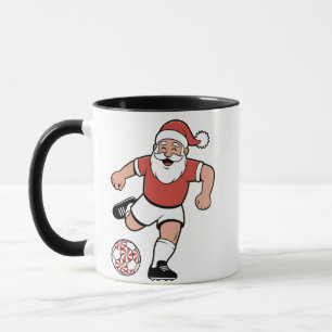 Kerstman speelt voetbal Kerstspeler Sport Mok