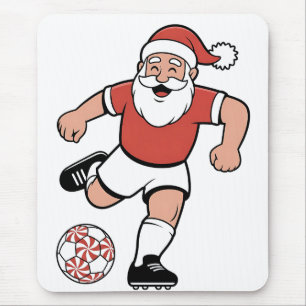 Kerstman speelt voetbal Kerstspeler Sport  Muismat