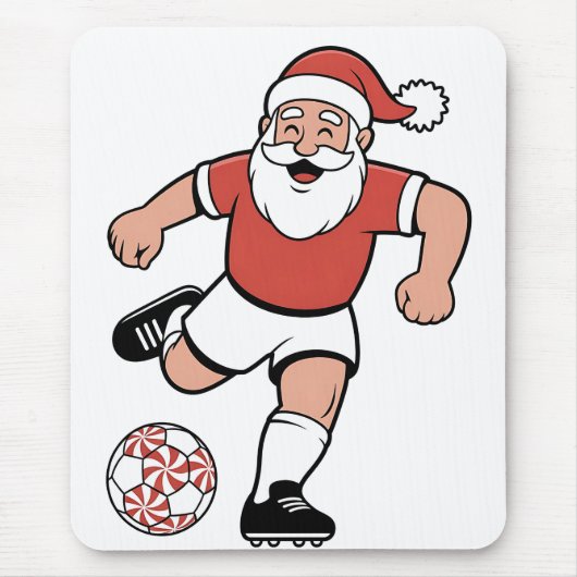 Kerstman speelt voetbal Kerstspeler Sport Muismat (Voorkant)