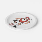 Kerstman speelt voetbal Kerstspeler Sport  Papieren Bordje (Gekanteld)