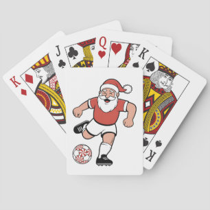 Kerstman speelt voetbal Kerstspeler Sport  Pokerkaarten