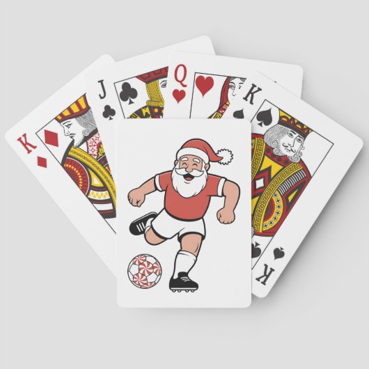 Kerstman speelt voetbal Kerstspeler Sport  Pokerkaarten (Achterkant)