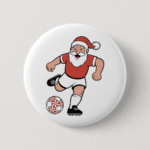 Kerstman speelt voetbal Kerstspeler Sport  Ronde Button 5,7 Cm