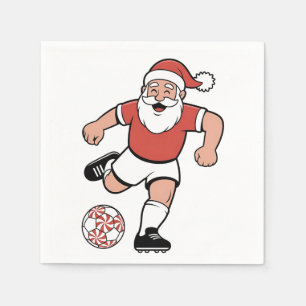 Kerstman speelt voetbal Kerstspeler Sport Servet
