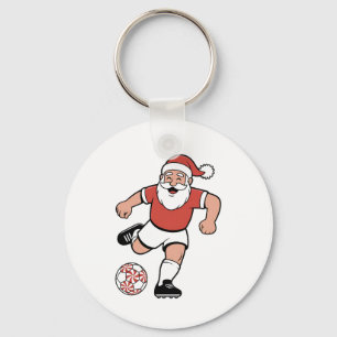 Kerstman speelt voetbal Kerstspeler Sport Sleutelhanger