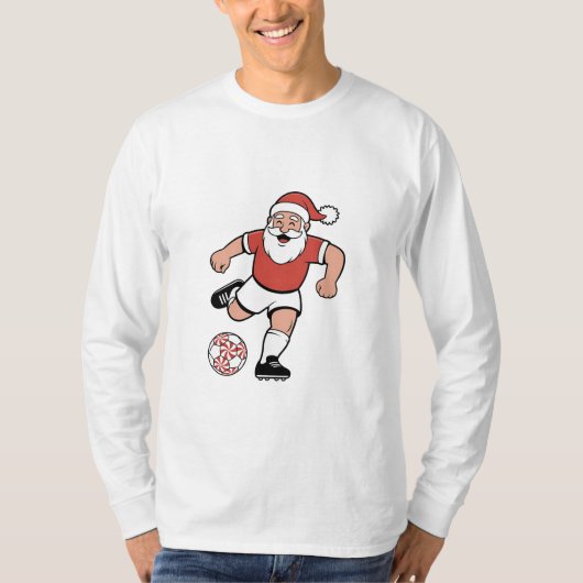 Kerstman speelt voetbal Kerstspeler Sport  T-shirt (Voorkant)