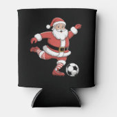 Kerstman speelt voetbal kerstsport blikjeskoeler (Voorkant)