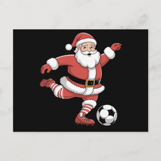 Kerstman speelt voetbal kerstsport briefkaart (Voorkant)