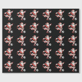 Kerstman speelt voetbal kerstsport cadeaupapier (Vlak)