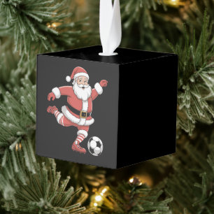 Kerstman speelt voetbal kerstsport decoratie