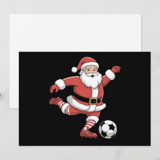 Kerstman speelt voetbal kerstsport feestdagenkaart (Voorkant / Achterkant)