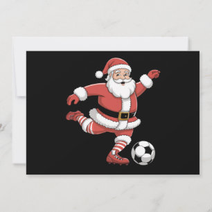 Kerstman speelt voetbal kerstsport feestdagenkaart