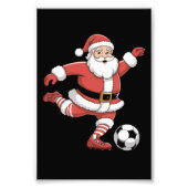 Kerstman speelt voetbal kerstsport foto afdruk (Voorkant)