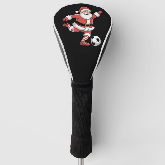 Kerstman speelt voetbal kerstsport golfheadcover (Voorkant)
