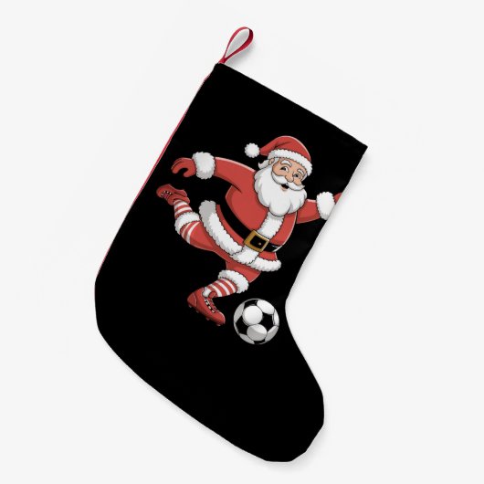 Kerstman speelt voetbal kerstsport kleine kerstsok (Voorkant (Hangend))