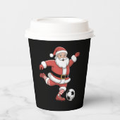 Kerstman speelt voetbal kerstsport papieren bekers (Voorkant)