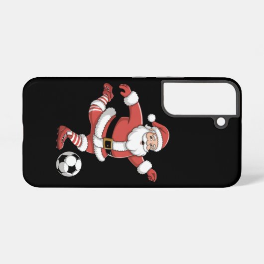 Kerstman speelt voetbal kerstsport samsung galaxy hoesje (Achterkant horizontaal)