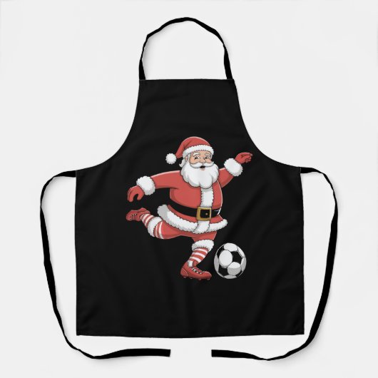 Kerstman speelt voetbal kerstsport schort (Voorkant)