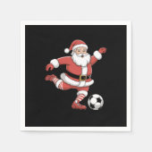 Kerstman speelt voetbal kerstsport servet (Voorkant)