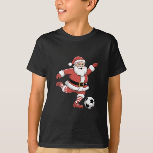 Kerstman speelt voetbal kerstsport t-shirt (Voorkant)