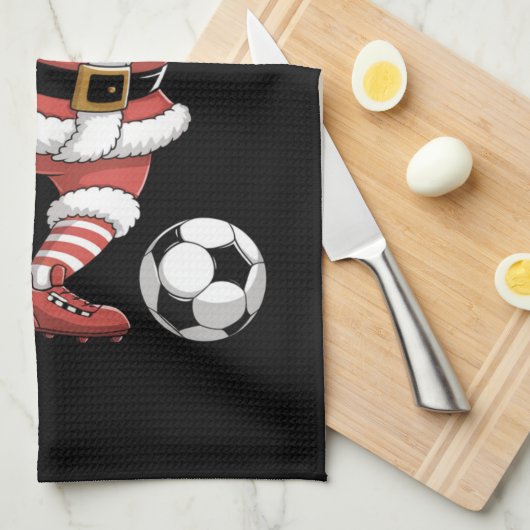 Kerstman speelt voetbal kerstsport theedoek (Quarter Fold)