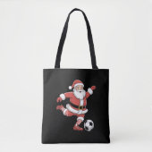 Kerstman speelt voetbal kerstsport tote bag (Voorkant)