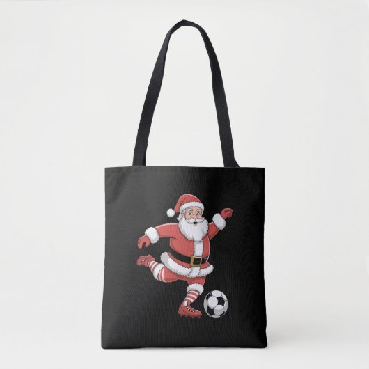 Kerstman speelt voetbal kerstsport tote bag (Voorkant)