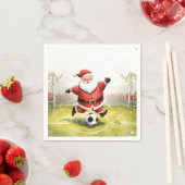 Kerstman speelt voetbal kerstvakantie servet (Insitu)