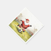 Kerstman speelt voetbal kerstvakantie servet (Hoek)