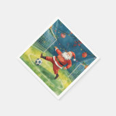 Kerstman speelt voetbal kerstvakantie servet (Hoek)