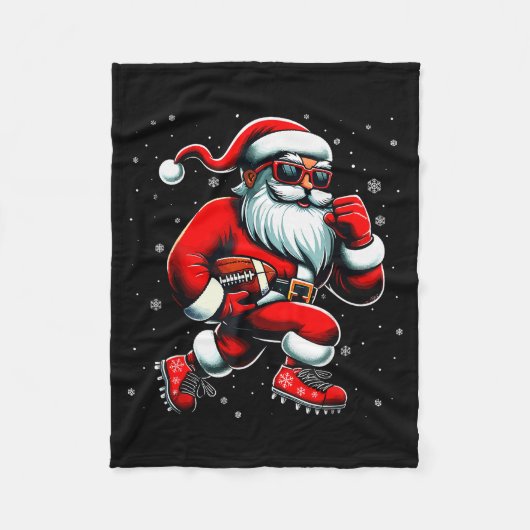 Kerstman speelt voetbal Mannen Jongens Kerst Voetb Fleece Deken (Voorkant)