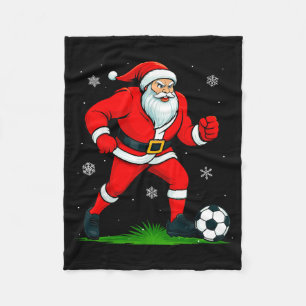 Kerstman speelt voetbal Xmas Grappig Kerst Voetbal Fleece Deken