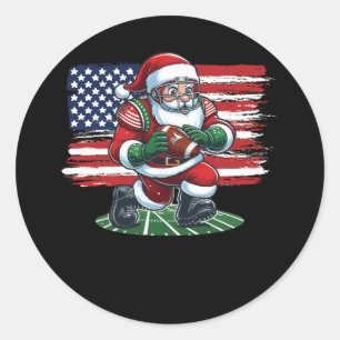 Kerstman Spelen Amerikaans Football Merry C Ronde Sticker
