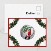 Kerstman spelen Baseball Christmas Briefkaart (Voorkant / Achterkant)