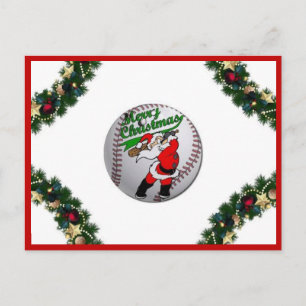 Kerstman spelen Baseball Christmas Briefkaart