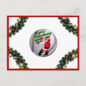Kerstman spelen Baseball Christmas Briefkaart (Voorkant)