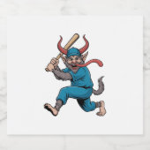 Kerstman spelen Baseball Kerstmis Baseball Speler Sparkling Wijnetiket (Enkel label)